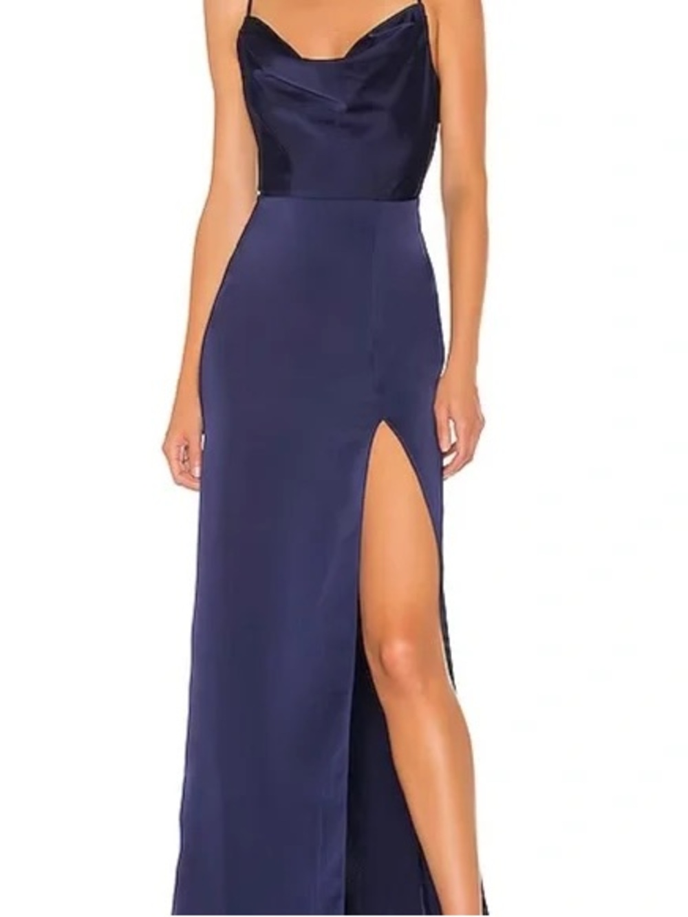 NBD Lila Navy Slip Dress with side Slit